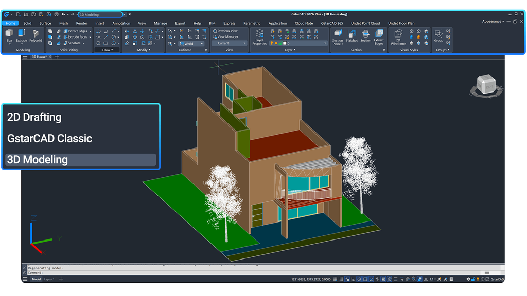 GSTARCAD programı arayüzü